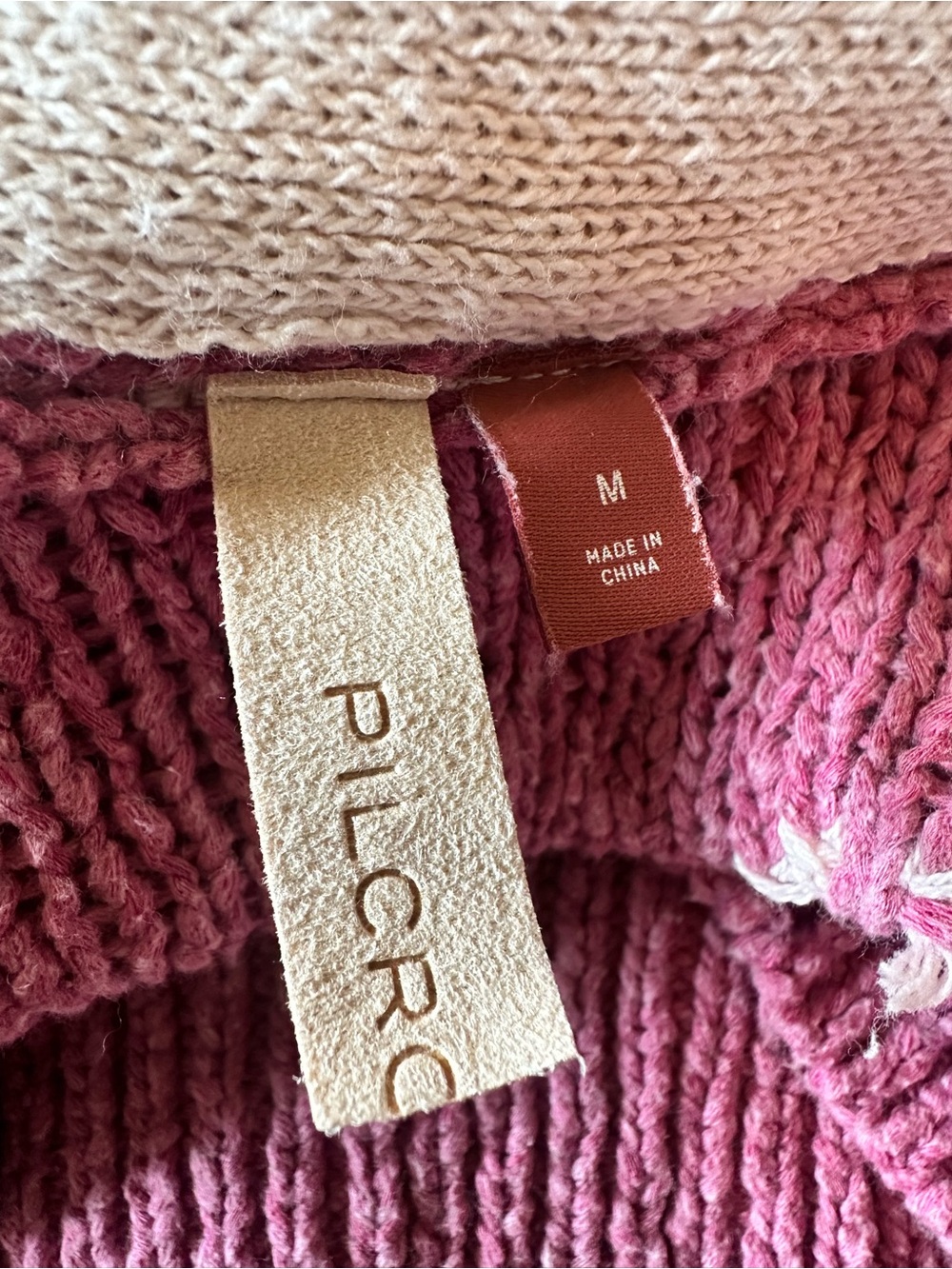 Pilcro for Anthropologie Icon Pink Knit Cardigan with Heart Yin-Yang Motif sz M - Picture 9 of 10